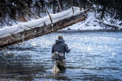 Winter fly fishing trips on smaller waters in southwest Montana Fly fishing in winter near Bozeman and Big Sky