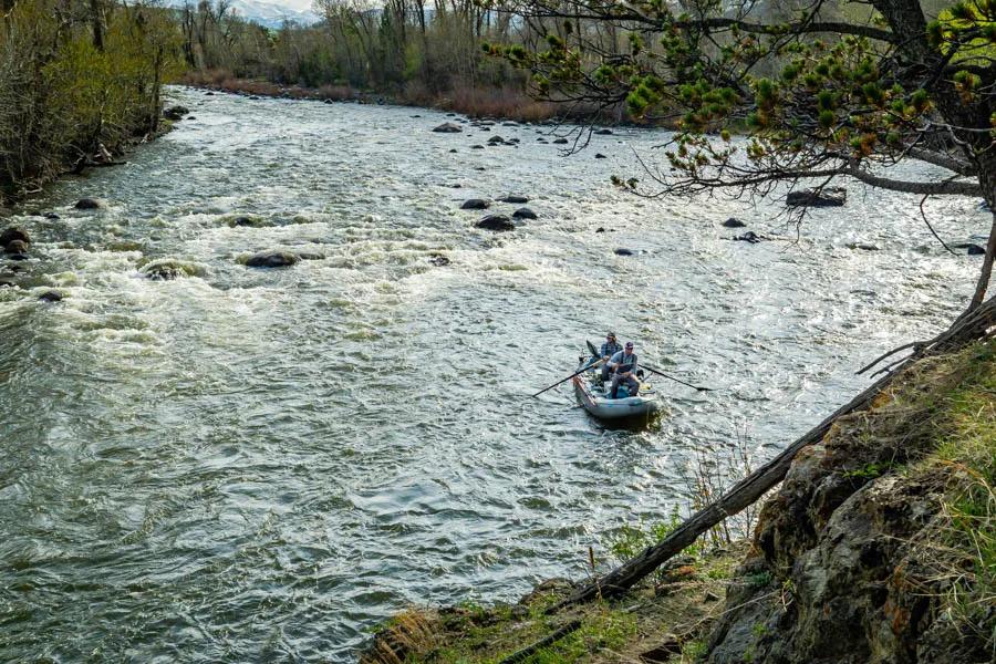 Raft in whitewater Rafts ride high in the water column and are ideal for fishing turbulent streams with whitewater sections.