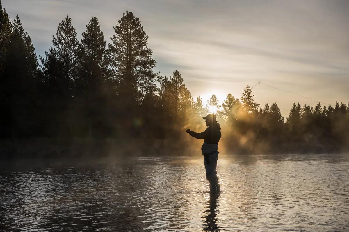 Fly Fisherman on Foggy Morning Canvas Fly Fishing Canvas Fly