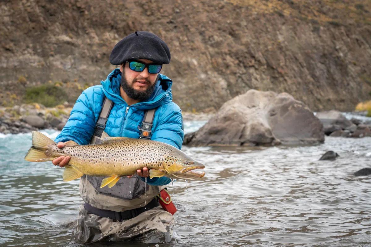 Brown trout in the Río Jeinimeni swim up from Lago General Carrera. Trout over 20 inches are caught regularly.