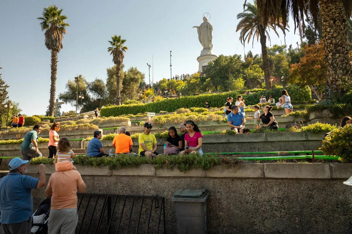 Good Friday observers spend the day at Cerro San Cristóbal overlooking the Santiago, Chile.