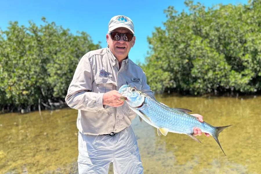 Juvenille tarpon are also frequently encountered in the mangroves. Dave Jankowski found a nice 8 pounder inside of an interior lagoon on our trip.