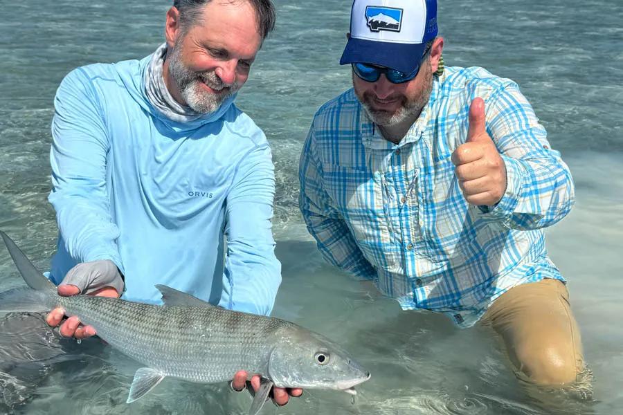 Big bonefish are plentiful. The average fish is 3-4lbs but many nearly every day someone in our group landed a 7 or 8 pounder - BIG bones! We saw a few pushing double digits as well. Truly exceptional.