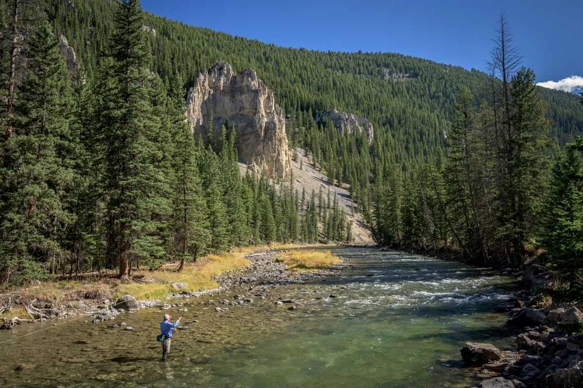 The Gallatin River near Big Sky and Bozeman is a mountain freestone full of trout