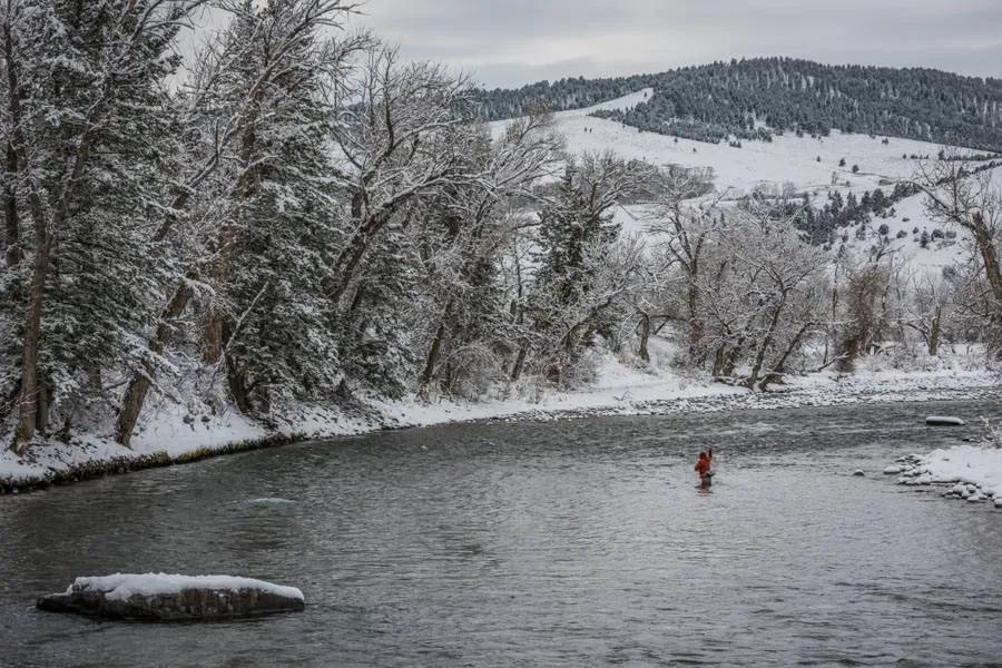 The Gallatin River near Bozeman and Big Sky is a special place to fish in winter. 