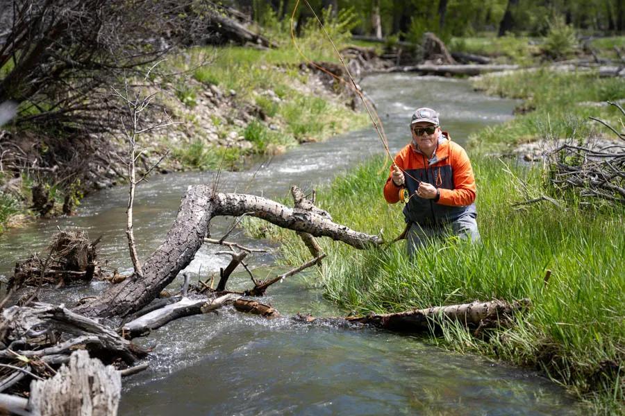 Fly fishing near Big Sky and Bozeman, Montana Fly fishing a small creek in Montana